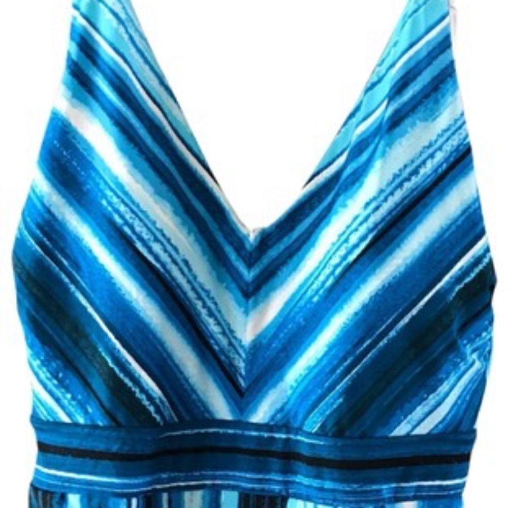 Jantzen bathing suit blue white striped slimming size 12 - Picture 2 of 5